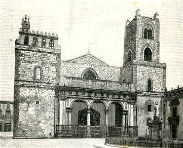 Monreale facciata del Duomo (incisore anonimo 1893)