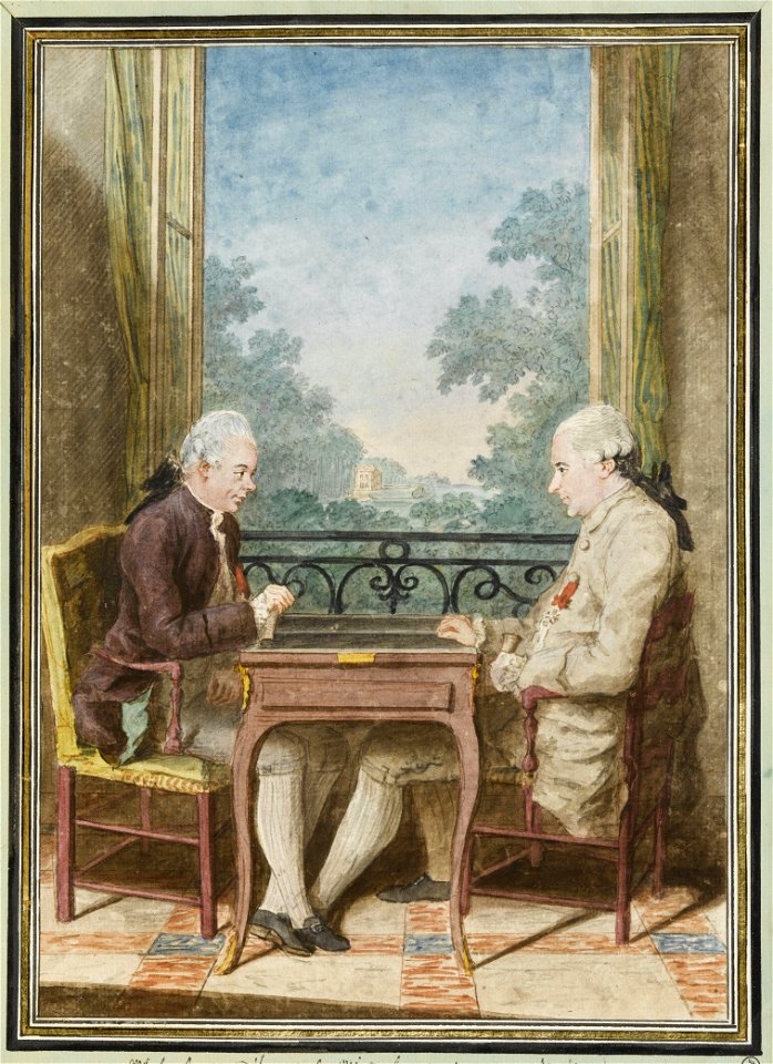 Monsieur le baron d'Huart et Monsieur de Franguier, jouant au trictrac