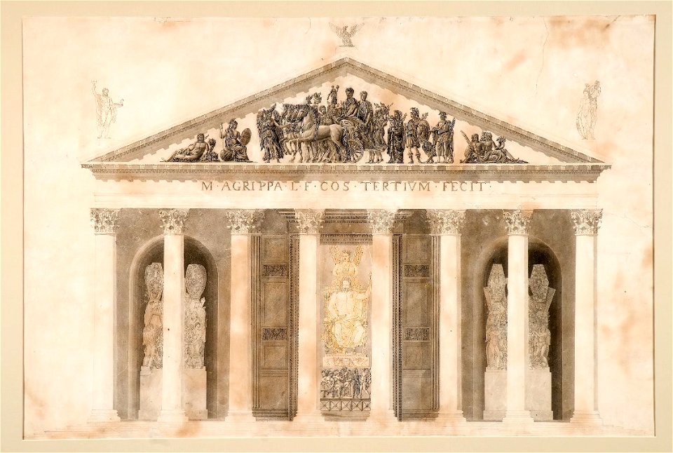 Grandjean de Montigny - Elevação do pórtico do Panteon em Roma, Itália