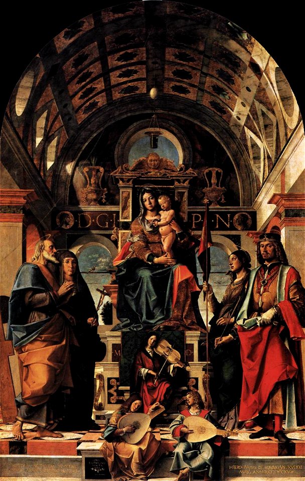 Bartolomeo Montagna - Madonna and Child Enthroned with Saints - WGA16154