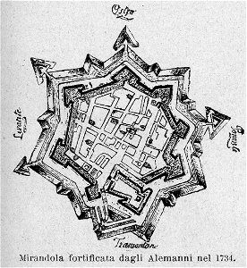 Mirandola fortificata dagli Alemanni nel 1734