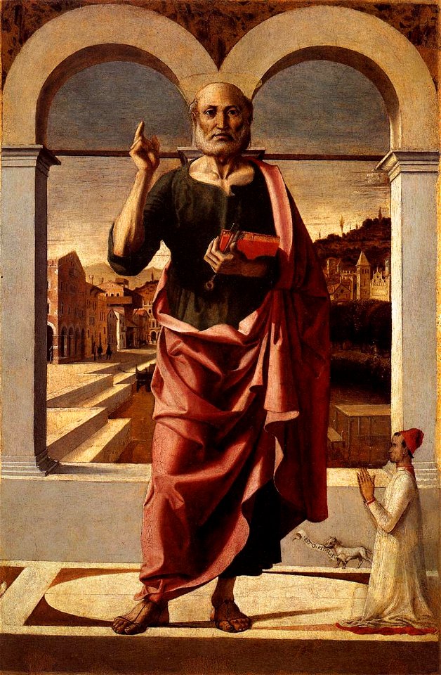 Bartolomeo Montagna - St Peter Blessing and Donor - WGA16156
