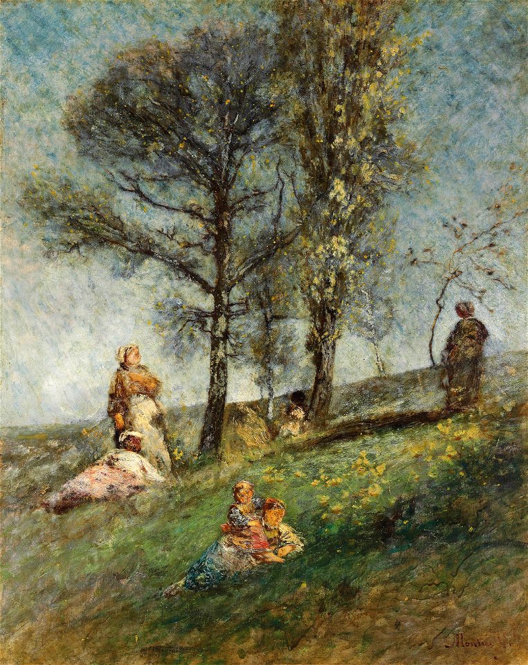 Monticelli - A young family under trees on a hill, 6217958