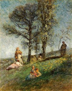 Monticelli - A young family under trees on a hill, 6217958