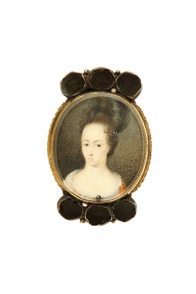 Miniatyrporträtt av prinsessan Hedvig Sofia av Sverige (1681-1708). Från 1700 cirka - Livrustkammaren - 97900