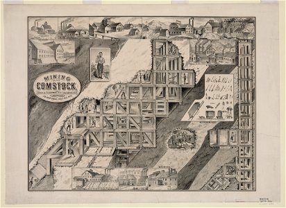 Mining on the Comstock - drawn by T.L. Dawes ; engraved and printed by Le Count Bro's., San Francisco. LCCN93506798