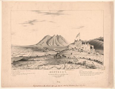 Monterey (sic), from Independence Hill, in rear of the Bishop's Palace. As it appeared on 32d (i.e., 23d) September, 1846 (looking to the east) - D.P. Whiting del., Capt. 7th Inf. ; on stone LCCN2016649123