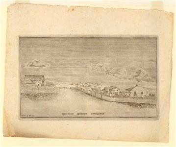 Mission Houses, Honolulu, ca. 1837. Drawn by Wheeler and engraved by Kalama