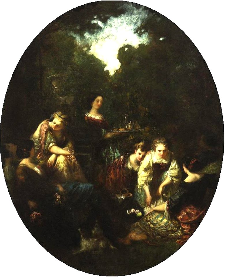 Monticelli - FIGURES IN A GARDEN, lot.192 (cropped)
