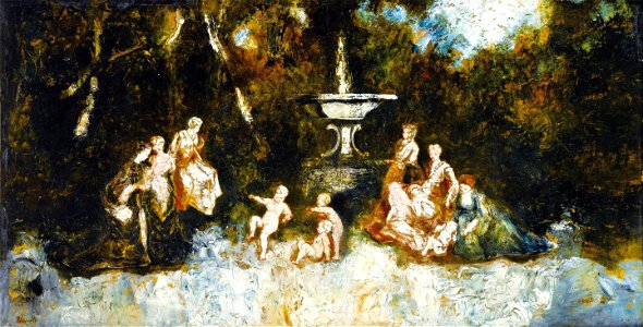 Monticelli - Amours jouant devant une fontaine, lot.117