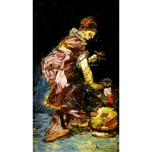 Monticelli - Jeune femme arrangeant des fleurs, lot.34