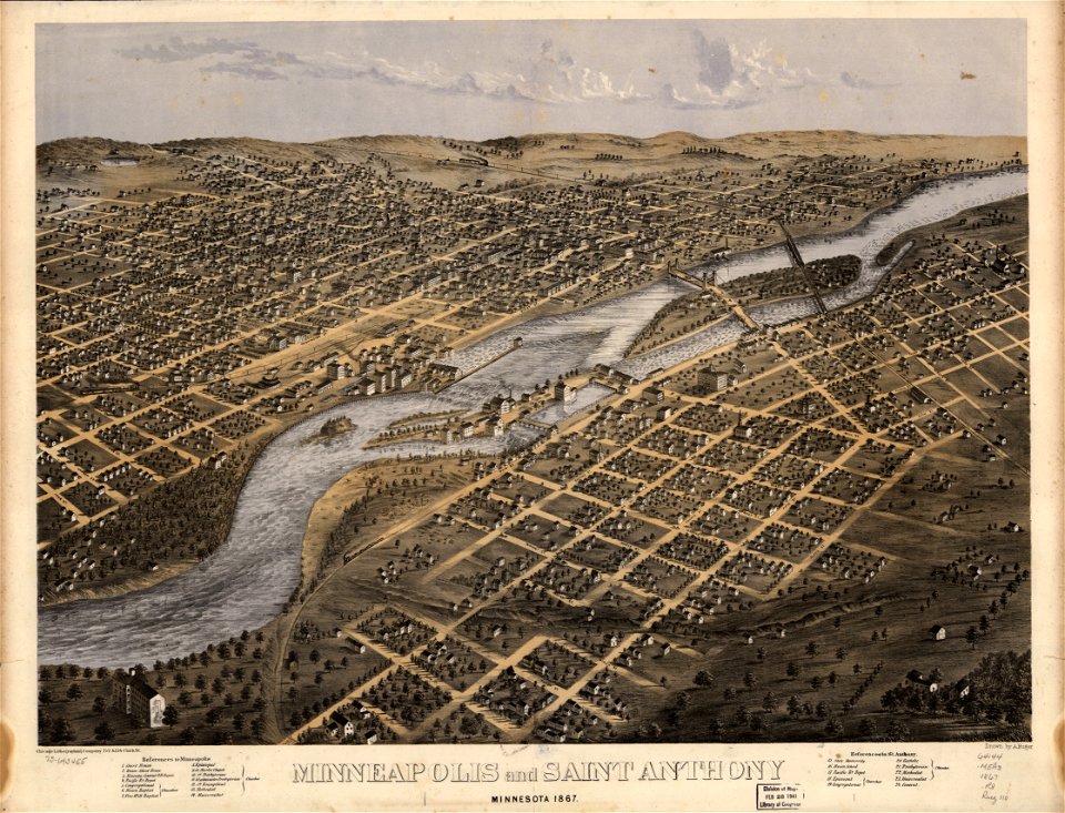 Minneapolis and Saint Anthony, Minnesota 1867. LOC 73693455