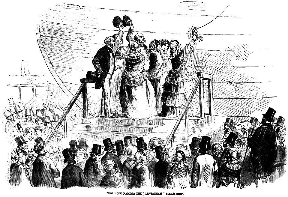 Miss Hope naming the Leviathan (Illustrated London News, 1857-11-14)