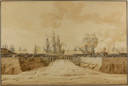 Mise en eau de l'avant-port de Cherbourg en 1813