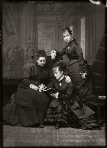 Miss Barnett; Adelaide Fanny Louise Barber (née Bassano); Camilla Teresa Serjeant (née Bassano) by Alexander Bassano