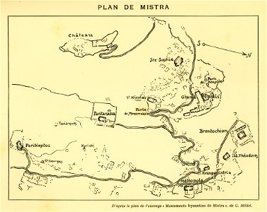 Mistra D'après le plan de l'ouvrage «Monuments byzantins de Mistra», de GMillet - Perilla Francesco - 1929