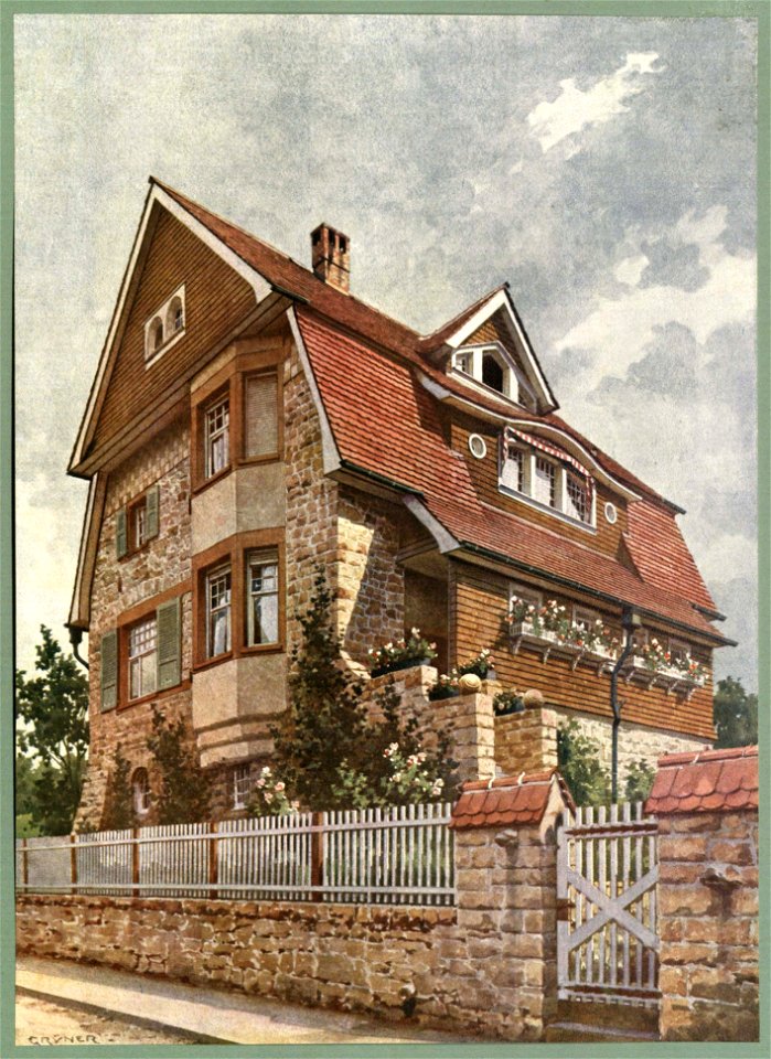 Moderne Villen in Meisteraquarellen Serie II Tafel 048 Darmstadt