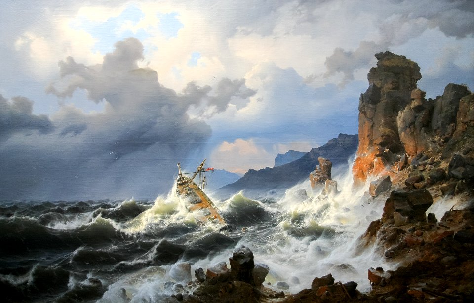 MK 17354 Andreas Achenbach-Ein Seesturm an der norwegischen Küste