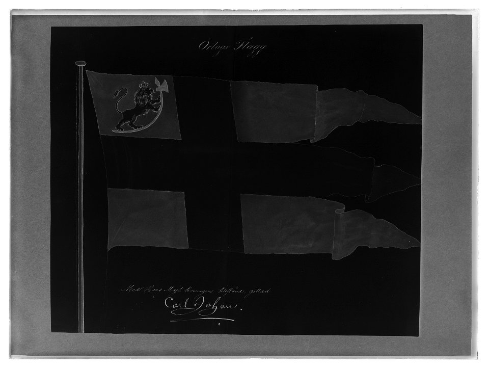 Modellritning örlogsflagga Norge - Livrustkammaren - 77182-negative