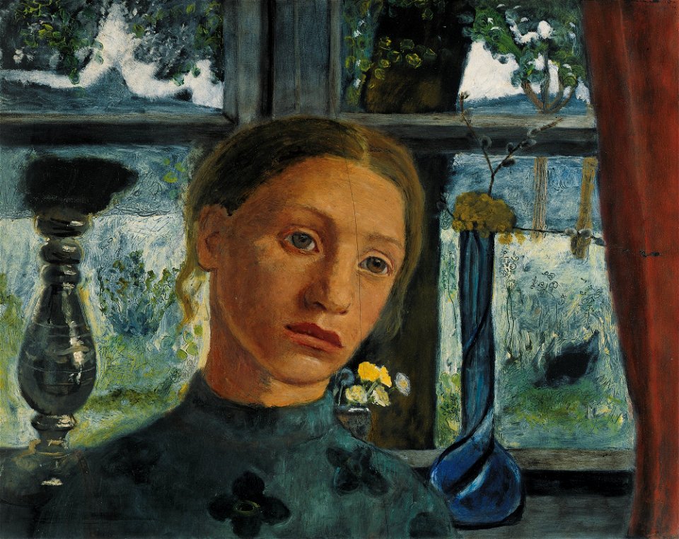 Paula Modersohn-Becker - Mädchenkopf vor einem Fenster (ca. 1902)