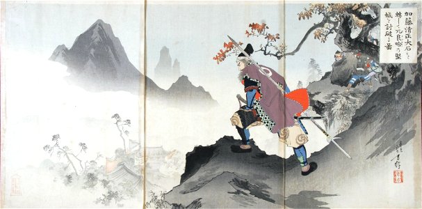 Mizuno Toshikata (1866-1908), Scène uit de Chinees-Japanse oorlog (1894)