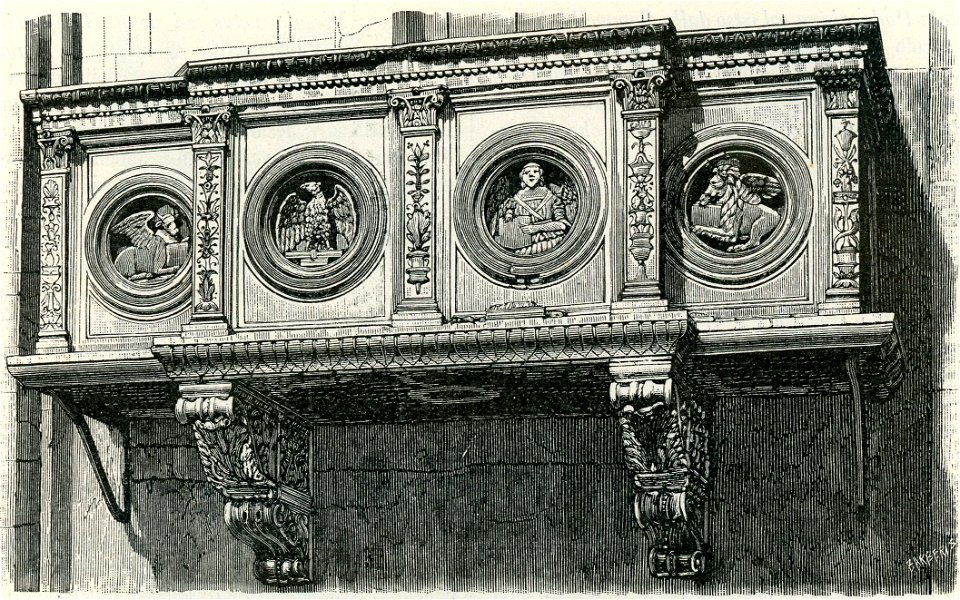 Modena Duomo fianco meridionale Il Pulpito simboli degli Evangelisti