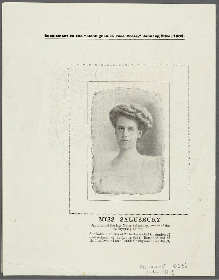 Miss Salusbury (daughter of the late Major Salusbury, owner of the Bachygraig Estate) (5449764)