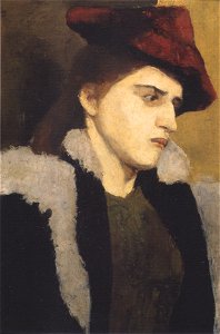 Modersohn-Becker - Bildnis einer jungen Frau mit rotem Hut - 1900. Free illustration for personal and commercial use.