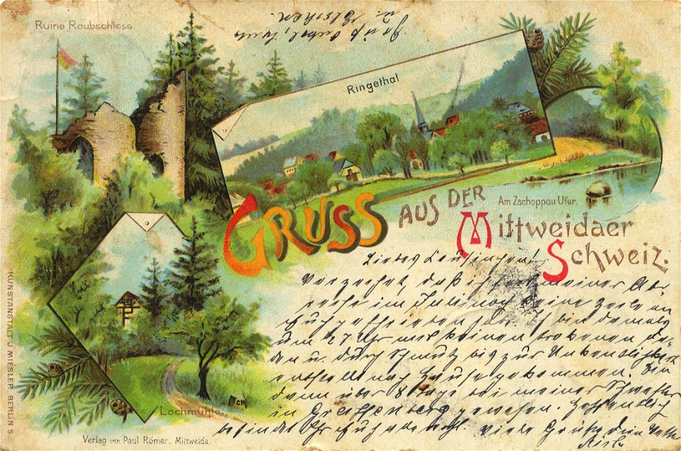 Mittweida, Sachsen - Am Zschoppauufer; Lochmühle; Ringethal (Zeno Ansichtskarten)