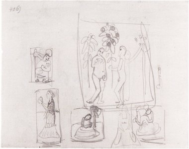 Modersohn-Becker - Skizzenblatt mit sechs figürlichen Kompositionen