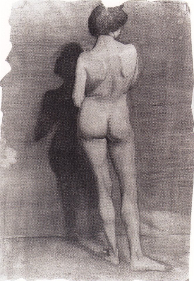 Modersohn-Becker - Stehender weiblicher Akt, vor dunkler Wand