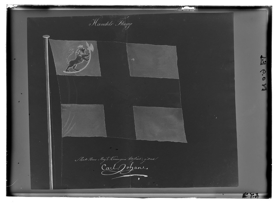 Modellritning till norsk handelsflagga ca 1814 - Livrustkammaren - 44203-negative