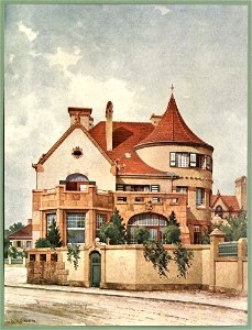 Moderne Villen in Meisteraquarellen Serie II Tafel 052 München-Schwabing Seidlvilla