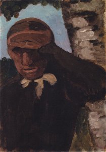 Modersohn-Becker - Alte Bäuerin mit Hand an der Stirn
