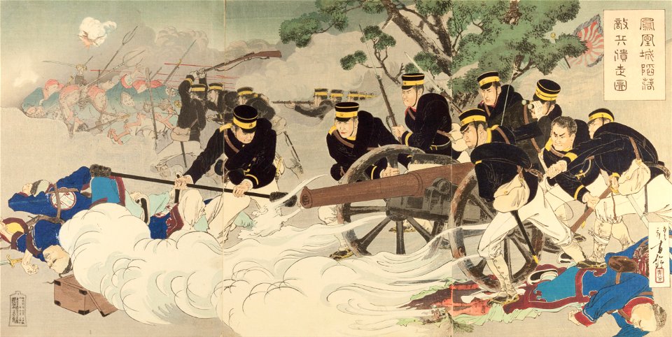 Mizuno Toshikata - The Fall of Fenghuangcheng- Putting the Enemy to Rout - Google Art Project