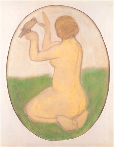 Modersohn-Becker - Kniende Frau mit Vogel