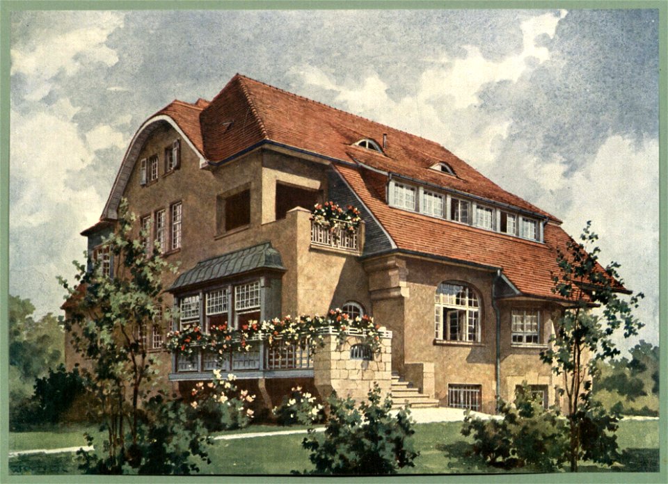Moderne Villen in Meisteraquarellen Serie II Tafel 054 Berlin-Zehlendorf Stubenrauchstraße 9