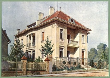 Moderne Villen in Meisteraquarellen Serie II Tafel 044 Wien-Währing Villa Gustav-Tschermak-Gasse