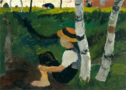 Paula Moderson-Becker - Knabe am Weg unter Birken (1900)