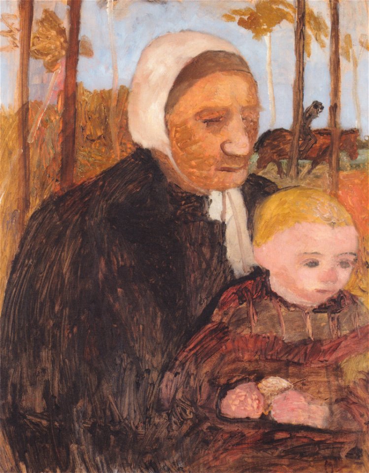 Modersohn-Becker - Bäuerin mit Kind, im Hintergrund ein Reiter - 1904