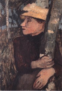 Modersohn-Becker - Frau mit Strohhut zwischen Birken - 1903
