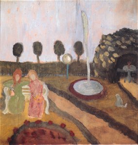 Modersohn-Becker - Zwei Frauen im Garten mit Springbrunnen1