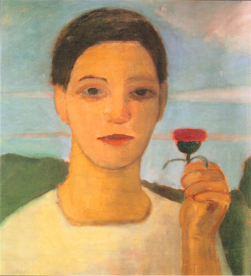 Modersohn-Becker - Bildnis der Schwester Herma mit Artischockenblüte in der erhobenen Hand