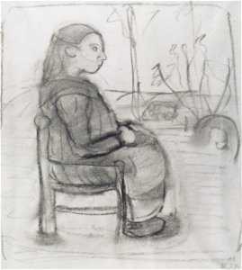 Modersohn-Becker - Sitzendes Mädchen in einer Landschaft, nach rechts