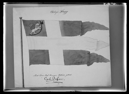 Modellritning till norsk örlogsflagga ca 1814 - Livrustkammaren - 52763