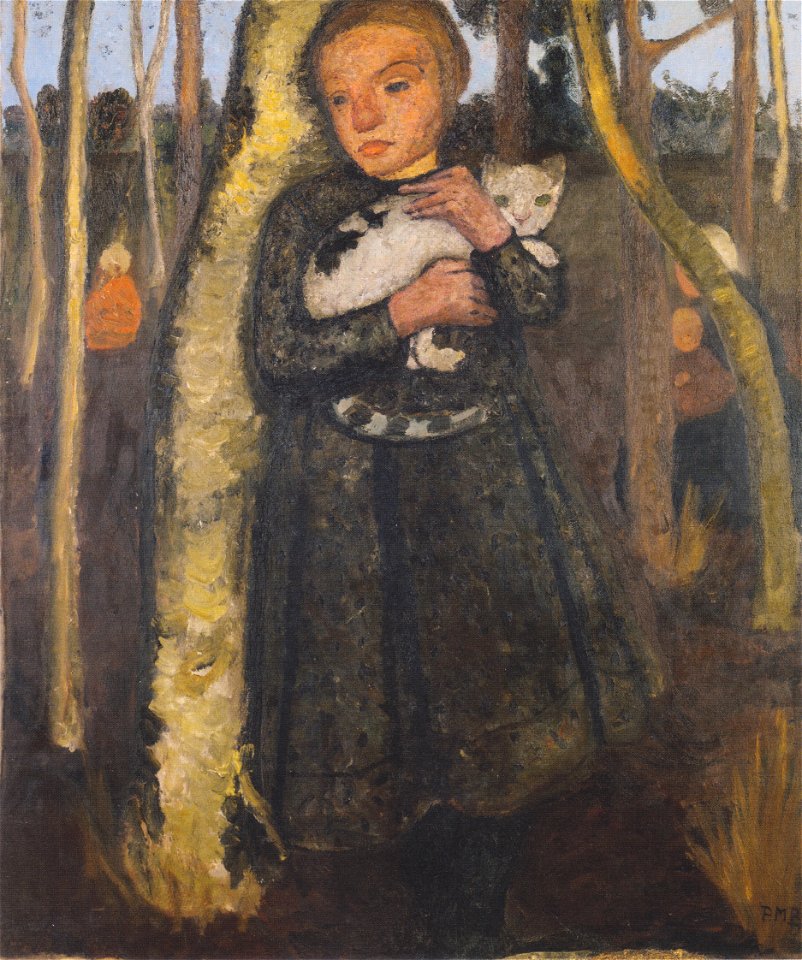 Modersohn-Becker - Mädchen im Birkenwald mit Katze - ca1904