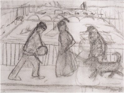 Modersohn-Becker - Figuren mit Hund auf einer Seinebrücke in Paris