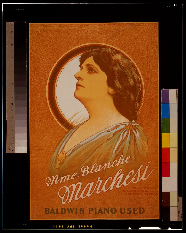 Mme. Blanche Marchesi presented by H.B. Thearle and J. Saunders Gordon. LCCN2014635532