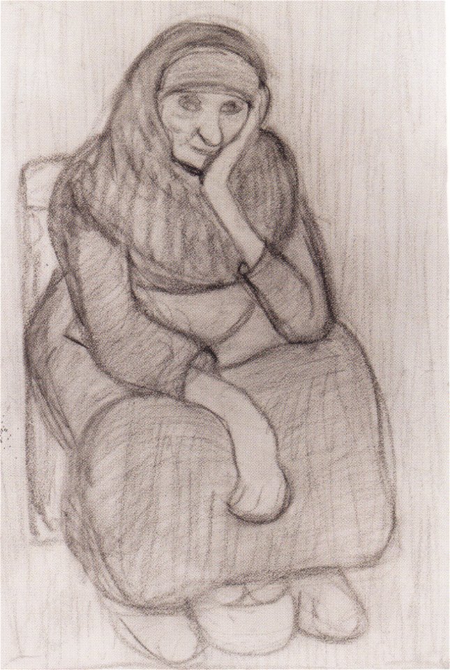Modersohn-Becker - Sitzende Bäuerin mit Feuerkieke - 1903-04