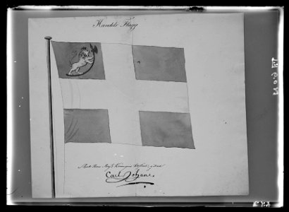 Modellritning till norsk handelsflagga ca 1814 - Livrustkammaren - 44203